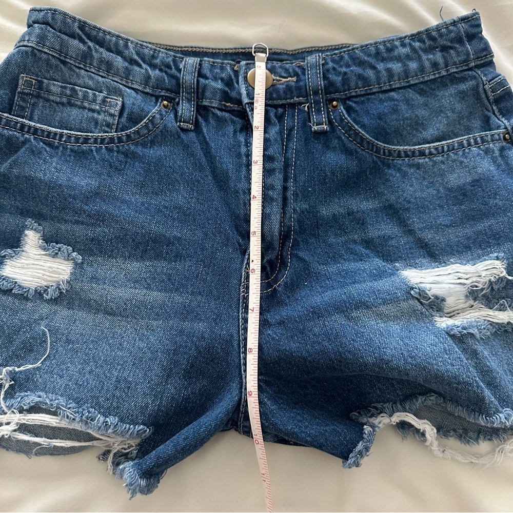 Women’s Blue Distressed Jean Shorts - Picture 9 of 9